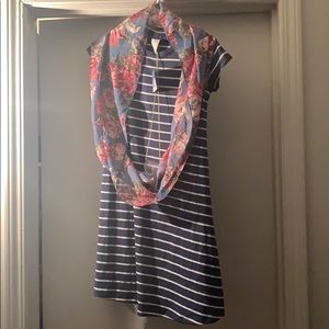 Dress with scarf and necklace